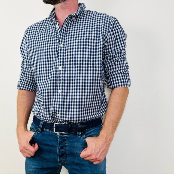 GAP Other - Vintage Gap Long Sleeve Button Down Shirt Blue Check Plaid Slim Fit